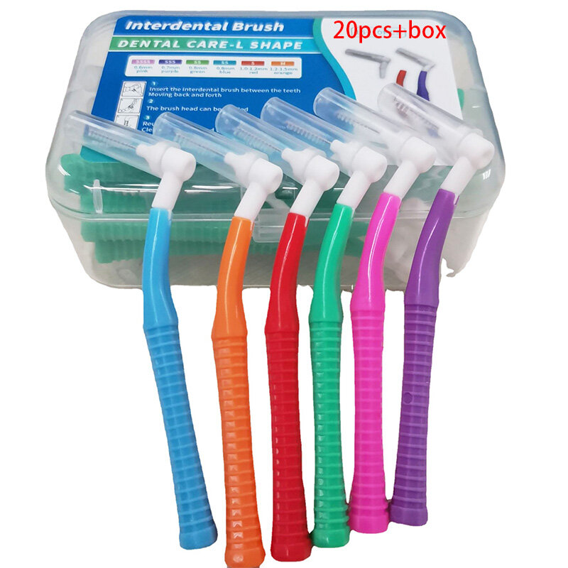 歯列矯正用歯科用ブラシ,歯磨き粉,口腔衛生,20ピース/箱l字型