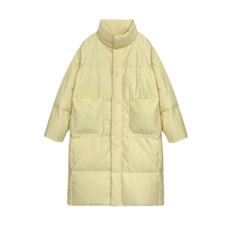 여성용 다운 코튼 재킷, 중간 길이 파카, 2024 겨울 재킷, 스탠드 칼라, 두꺼운 코트, 외투, 여성 의류, 신상