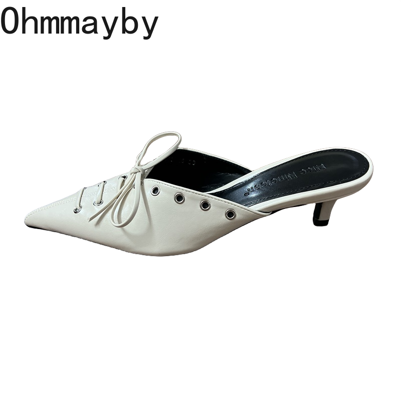 2024 Summers Women Mules Slippers Fashion Elegant Shallow Slip On Slides Shoes Ladies Outdoor Dress Low Heel Sandalias