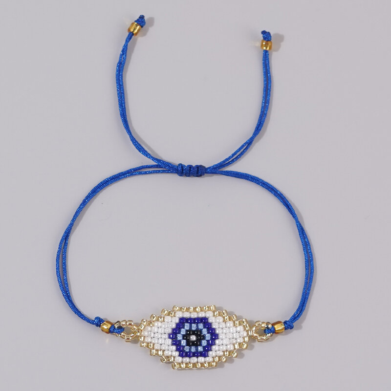 Bracelet de perles de riz réglable, original, conception d'oeil de sécurité, tricot à la main, mode bohème, bracelet perlé simple