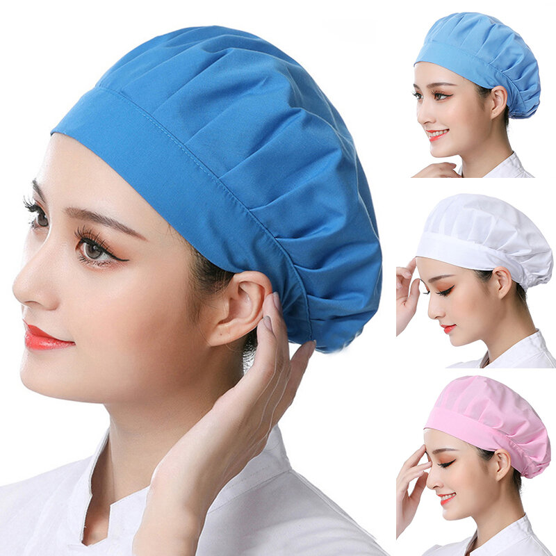 Elastic Breathable Working Hats Women Men Waiter Chef Work Wear Hats Factory Work Cap Protective Hair Cover For Workshop