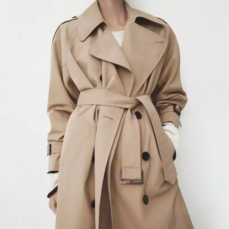 Autunno nuovo abbigliamento donna stile britannico pendolarismo retrò classico giacca a vento di media lunghezza