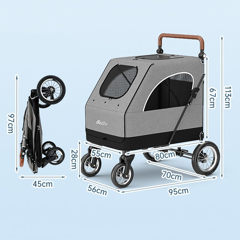 Foldable Stroller for Large Dog, Outdoor Pet Cart, Lightweight Transport Trolley, Cat and Animal, Companion