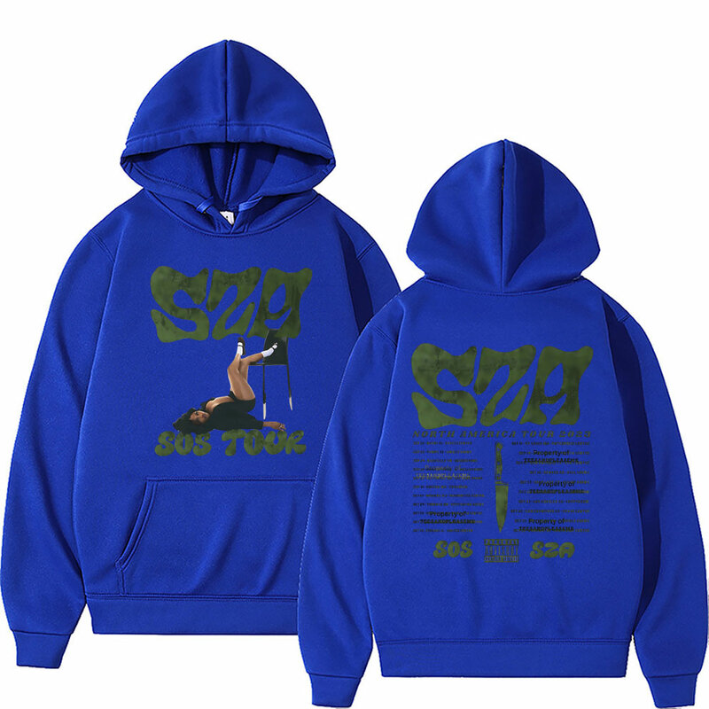 Rapper SZA SOS Tour felpa con cappuccio grafica a doppia faccia uomo donna Hip Hop Vintage oversize Pullover con cappuccio moda maschile Streetwear