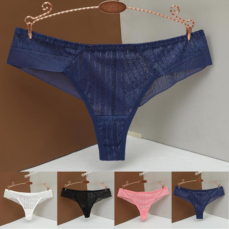 Celana dalam Lingerie tembus pandang jala seksi wanita celana dalam Thong Sensual Bikini celana dalam G-string elastis celana dalam pakaian tidur transparan berongga