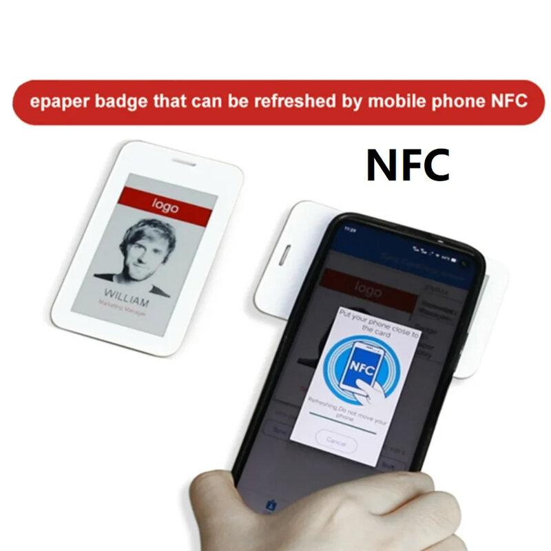 Eink Epaper lencana partisipasi pameran melewati penerima pengunjung tanpa daya Digital NFC Display Tag Label harga ESL nirkabel