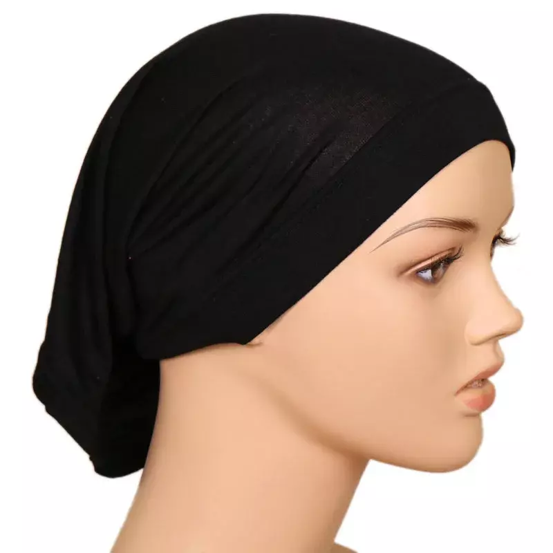 حجاب قطني للنساء ، قبعات حجاب إسلامية ، وشاح داخلي إسلامي ، قبعة عمامة ، عمائم للرأس ، موضة أحادية اللون
