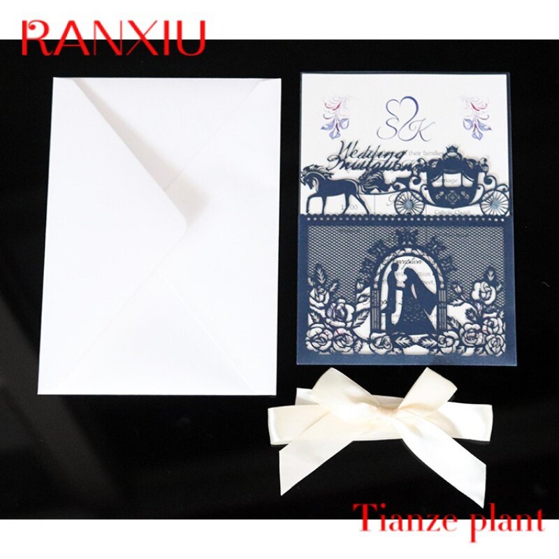 Custom Custom Printing Glitter Paper Nice Greeting Invitation Card with Envelope Gold Paper Card/ Art Paper Wedding Decoration &