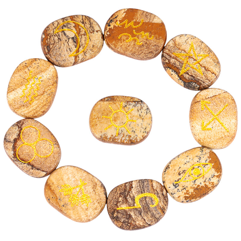 10 шт./набор, набор камней с выгравированными цыганскими символами