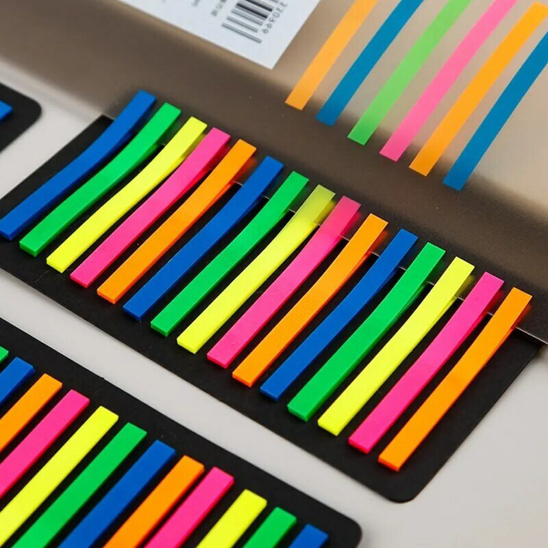 Marcapáginas adhesivo de PVC, etiquetas ligeras sin rastro, autoadhesivas fluorescentes, notas forradas, decoración, 1/2/3 piezas
