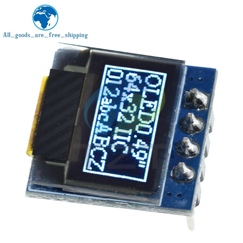 TZT-pantalla OLED de 0,49 pulgadas, módulo LCD blanco de 0,49 pulgadas, 64x32, interfaz I2C IIC, controlador SSD1306 para Arduino AVR STM32