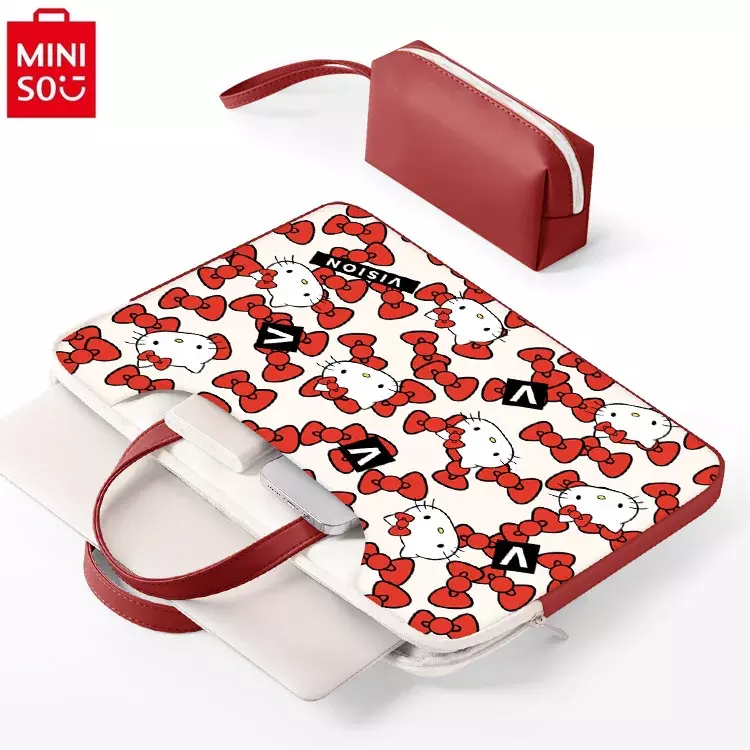 Miniso San Liou Hello Kitty Cartoon Print Laptophoes 13.3 15.6 16 Inch Damesbestand Opslag Multi-Functionele Koffer