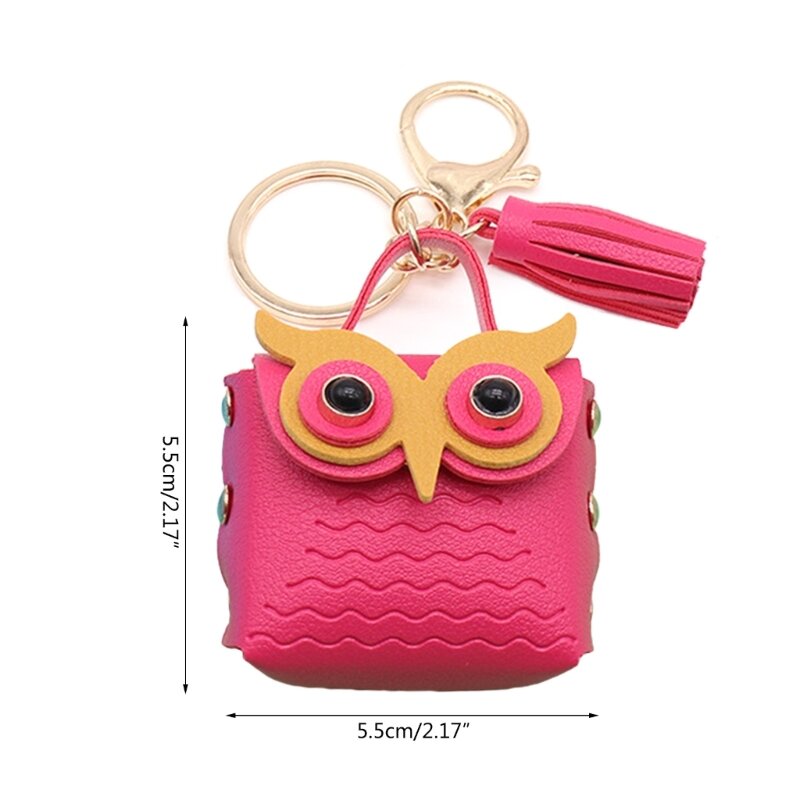 Leather Owl Keychain Pendent Car Key Case with Lobster Clip Keychain Accessories