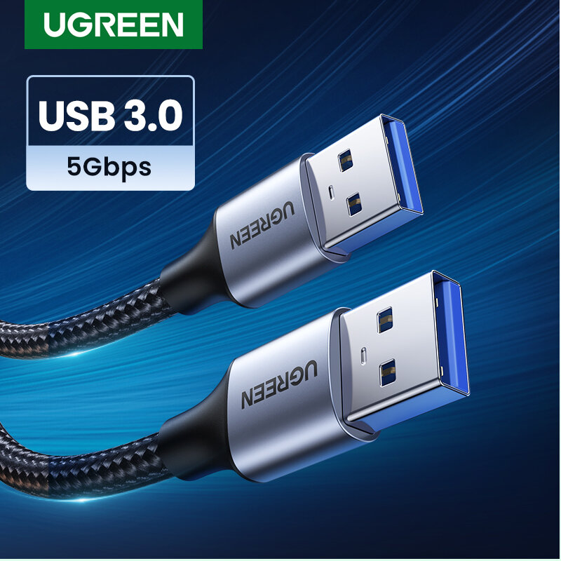 Ugreen USB to USB 연장 케이블 유형 남성 남성 USB 3.0 2.0 라디에이터 하드 디스크 TV 박스 USB 3.0 케이블 연장 용 익스텐더