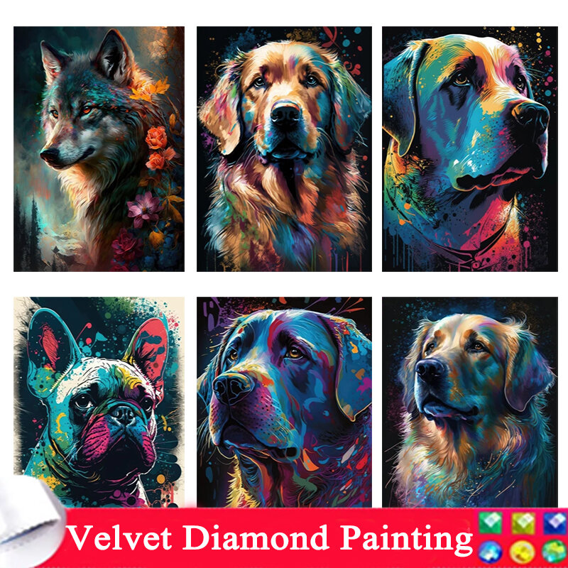 5D Animal Graffiti Pintura Diamante, Dog Art, Retrato Animal, Mosaic Cross, Kit Bordado, Decoração de Parede, DIY, Graffiti