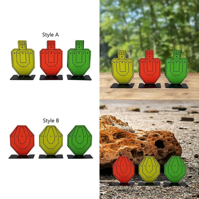 3x Small Targets Outdoor Activities with Stand Wargame Letter Partition Metal Sport Train Targets Hunting Silhouette Target
