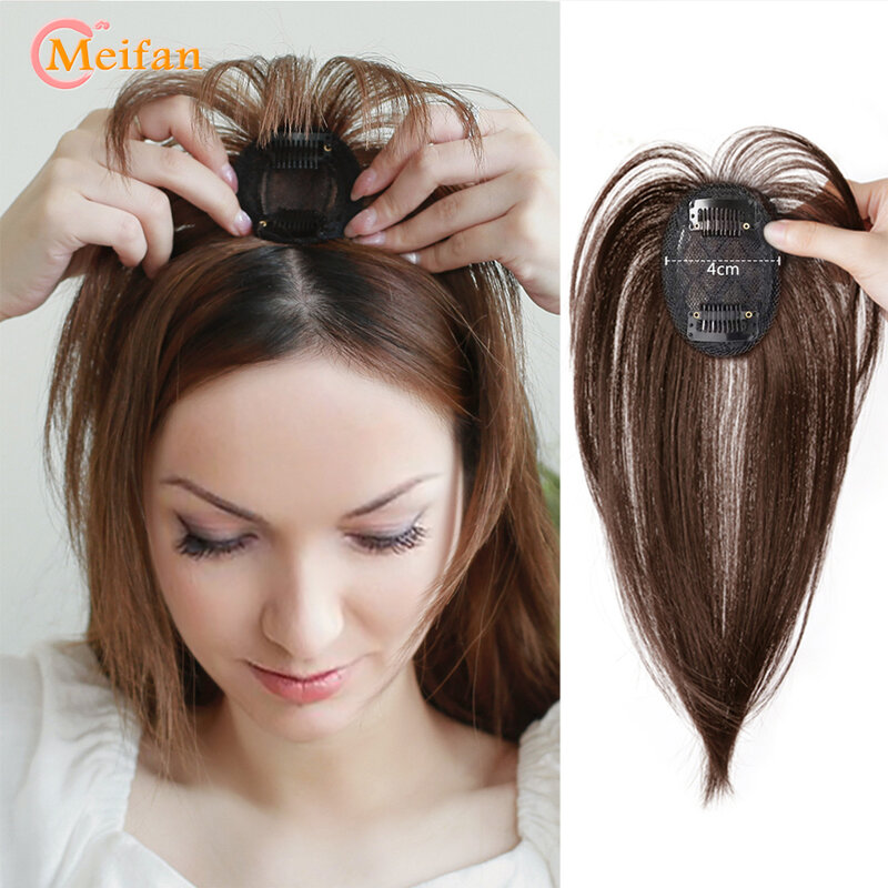 MEIFAN Topper sintetico Hairpiece False Bang Clip-In Bangs Extension Natural Fake Fringe invisibile Clourse Hairpiece per le donne