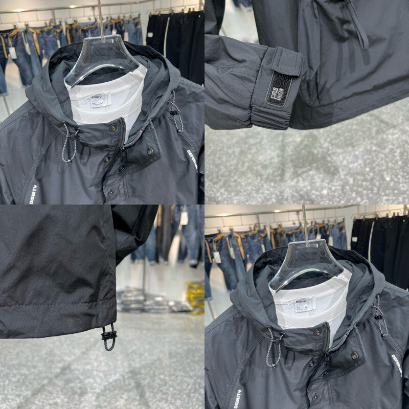 Мужская уличная куртка с капюшоном в стиле сафари Новинка 2024 Классическая американская ветровка в стиле ретро с защитой от сыпи пальто с твердой оболочкой для альпинизма
