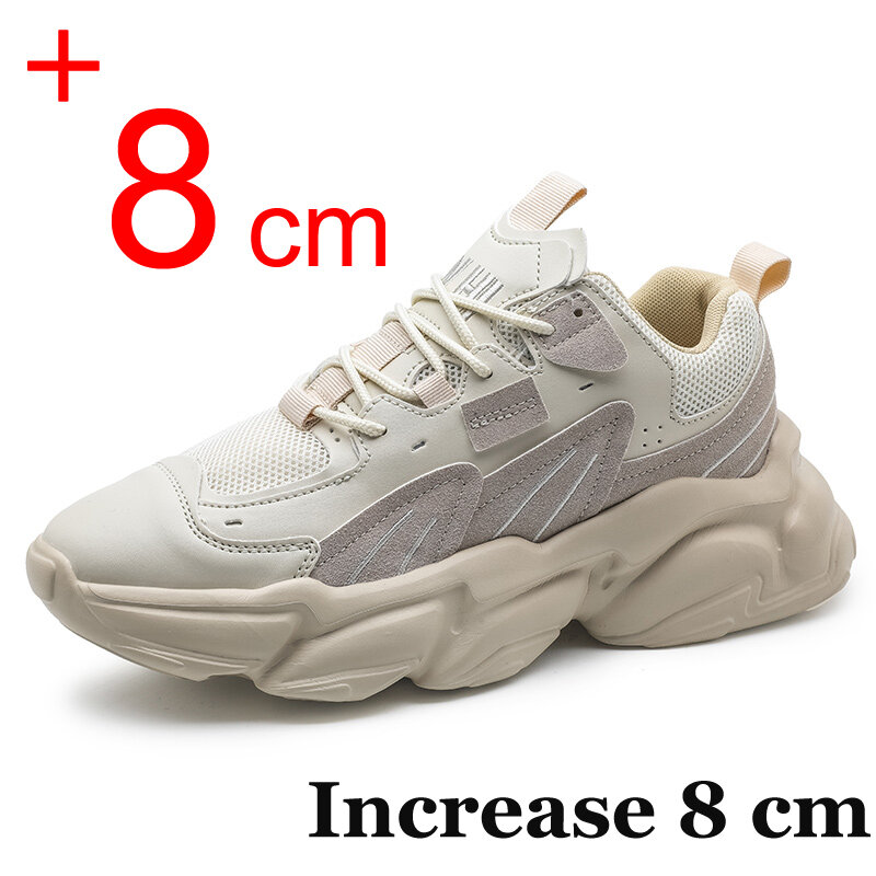 Chaussures rehaussantes respirantes pour hommes, baskets à talons cachés, chaussures de sport plus hautes, mode, grande taille, 45, 46, 8cm, 6cm