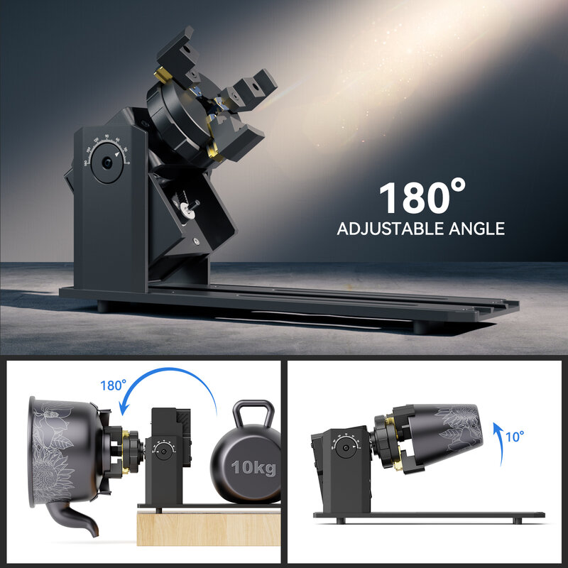 Mandril giratório SCULPFUN RA Pro para gravador a laser, módulo rotativo multifuncional do eixo Y com ângulo de 180 ° para objetos redondos a laser