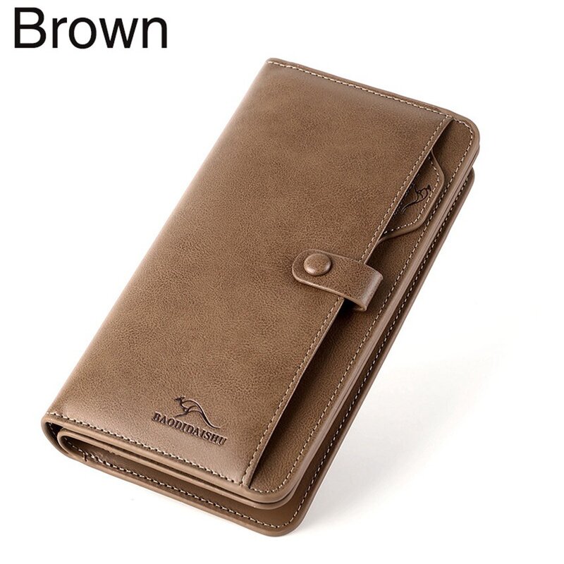 Retro Men's PU Leather Wallets Zipper Wallet Handbag Long Wallet Multifunctional Bank/ID Card Holder Wallet