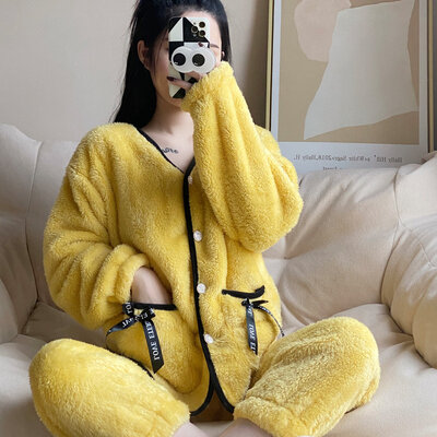 Conjunto de Pijama ligero de lujo para mujer, ropa de casa gruesa, Boutique, estilo Simple, invierno, 2022