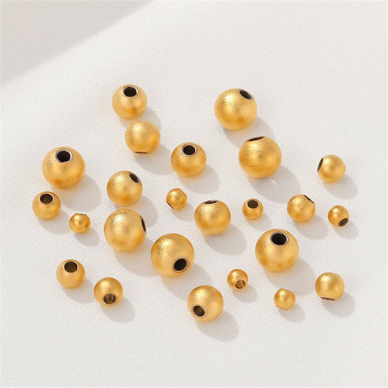 Manik-manik emas pasir Vietnam manik-manik bulat manik-manik longgar DIY buatan tangan kalung gelang manik-manik terpisah bahan perhiasan