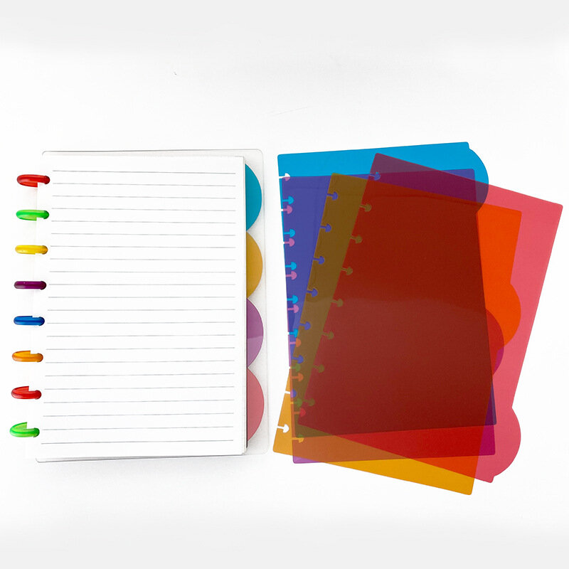 Separadores de diario para cuadernos de discos, accesorios de Planificador de índice colorido, A4, A5, B6, letra, agujeros de setas juveniles