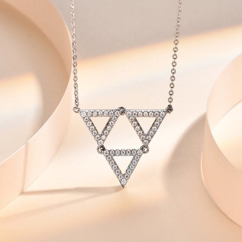 ATTAGEMS 925 Silver Moissainte Necklace Pendant Round Cut 1.4mm D Color Moissanite Pass Diamond Test for Women Fine Neck Jewelry