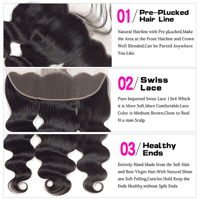 Body Wave Human Hair Bundels Met Frontale Sluiting Braziliaanse Deep Curly Hair Weave Bundels Met Frontal Closure Hair Extensions