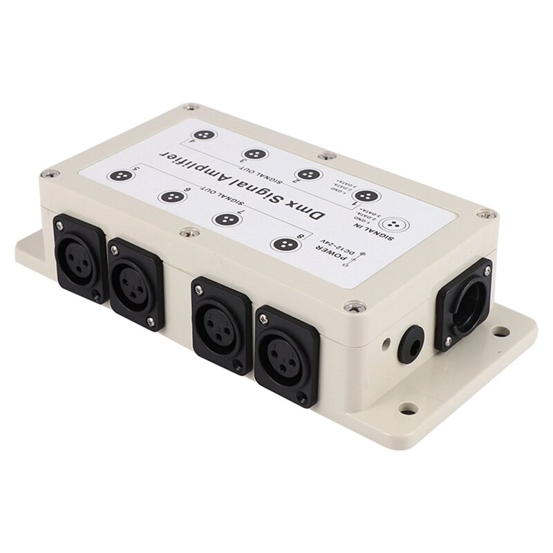 LED信号増幅器コントローラー、ホーム機器用のクリーミーな白いプラスチック、8チャンネル出力dmx、dmx512、1個、12-24v