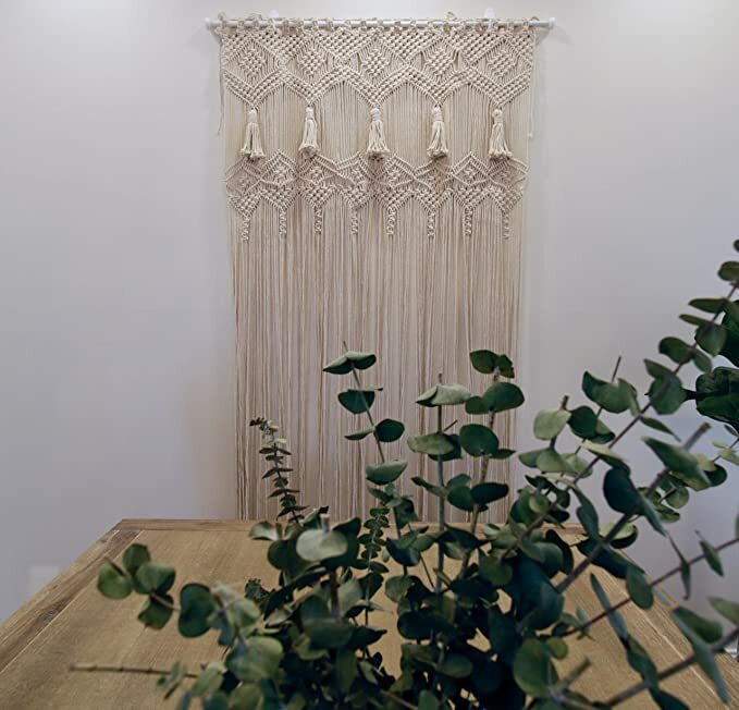 Cortina de macramé para colgar en la pared, telón grande de 200x200cm, tejido a mano, para puerta, boda