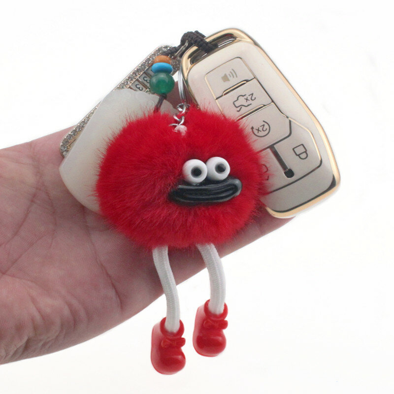 1 buah gantungan kunci mobil hewan gantungan kunci wanita perhiasan mobil tas gantungan kunci perhiasan hadiah gantungan kunci bulu DIY pakaian kerajinan Aksesori