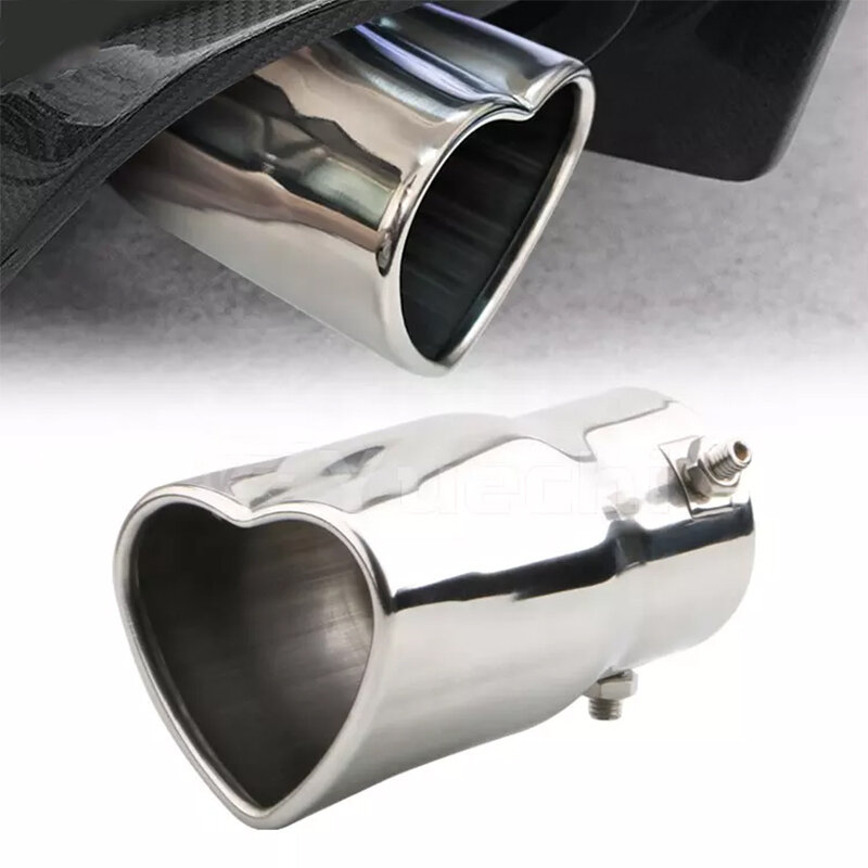 Car Parts New Design Heart Shape Style Car Accessories 2.5 Inch Stainless Steel Silver Colorful Exhaust Tips Muffler Tail Pipe
