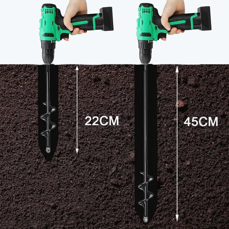 Metal Drill Bit Set Steel Gardening Tools Spiral Rod Loose Soil Digging Pit Sowing Planting Flowers And Trees Plant Tool
