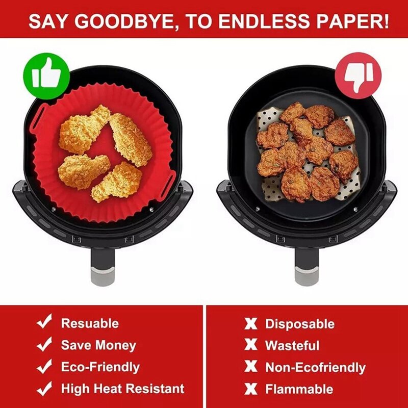 2Piece Silicone Air Fryer Liners Reusable Airfryer Basket Air Fryer Silicone Pot Oven Air Fryer Accessories