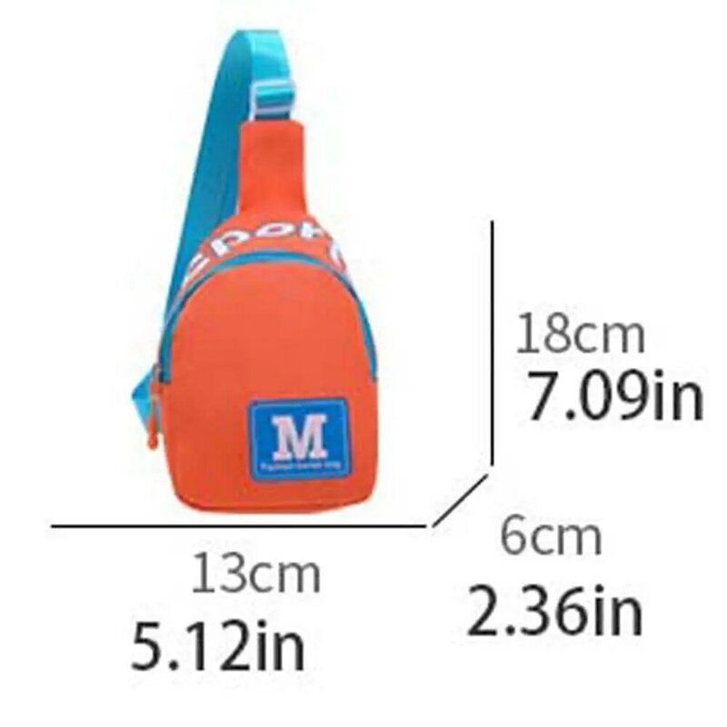 Nylonowa torba na klatkę piersiowa dziecięca przenośna o dużej pojemności litera M dziecięca torba na suwak torebka na zewnątrz torba podróżna na ramię na zewnątrz