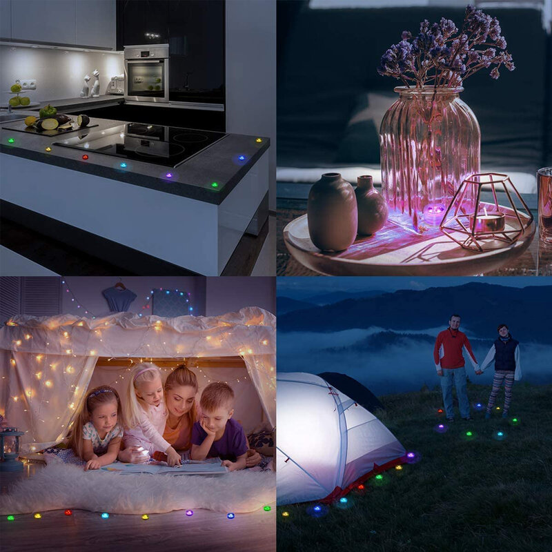 Mini lumières LED SubSN avec télécommande, multicolore, étanche, petite bougie chauffe-plat ci-après les pour vase, douche, piscine, décorations d'Halloween