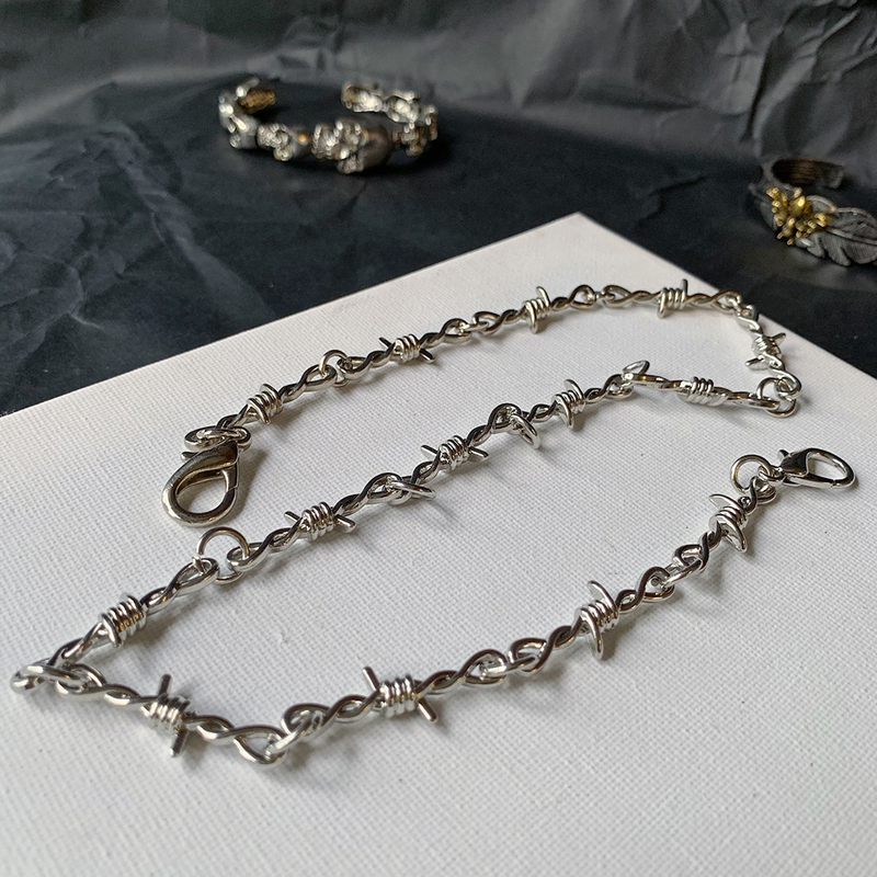 Ожерелье-цепочка для брюк, талия, панк, цепь для брюк, хиппи, гранж, Готическая змея, мужские ювелирные изделия, длинная проволока, колючая Джинса, серебряное ожерелье