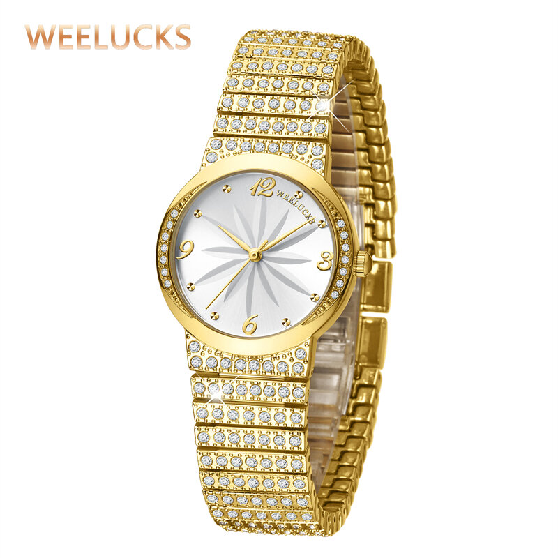 WEELUCKS-reloj deportivo K1001 para mujer, cronógrafo de cuarzo de lujo con banda de diamante completa, resistente al agua, elegante, a la moda, nuevo, 2022
