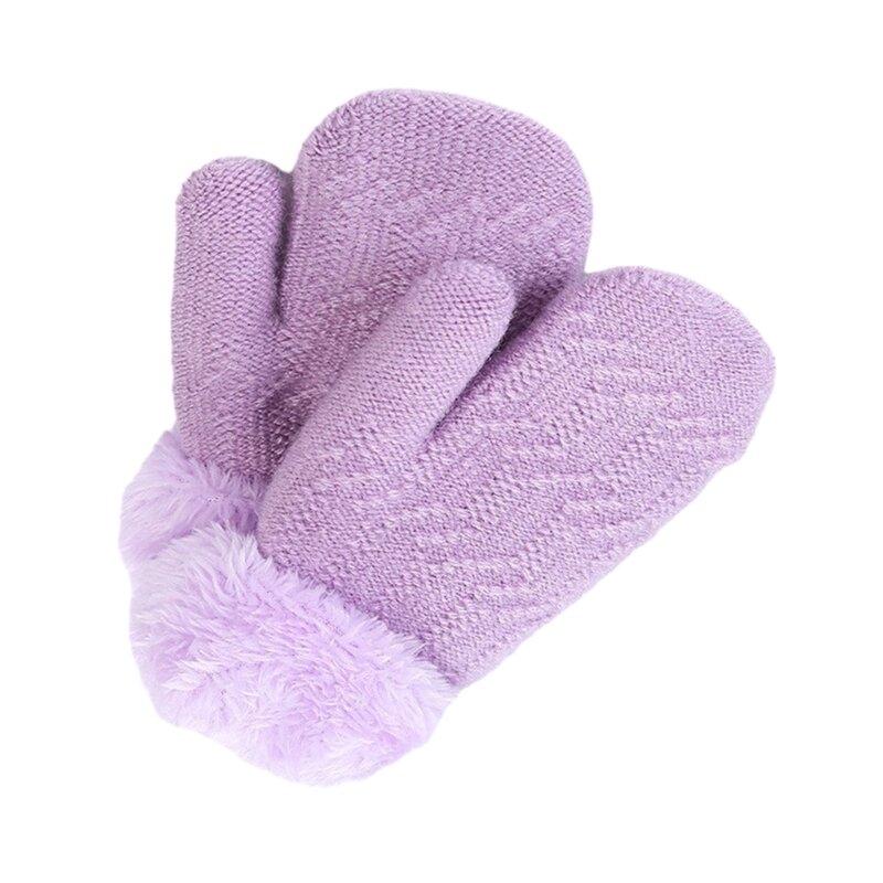 97BE 1 Pair Kids Fingerless Gloves for Infant Toddlers Solid Color Thicked Soft Warm Mittens for Winter Outdoor Activities