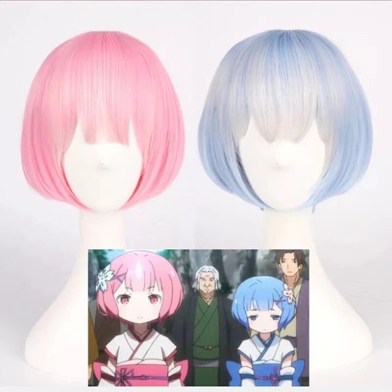 Rem Ram maid twin cosplay anime fashion comfort wig, nuevo 2024 sin pegamento a partir de arañazos que vive en un mundo diferente