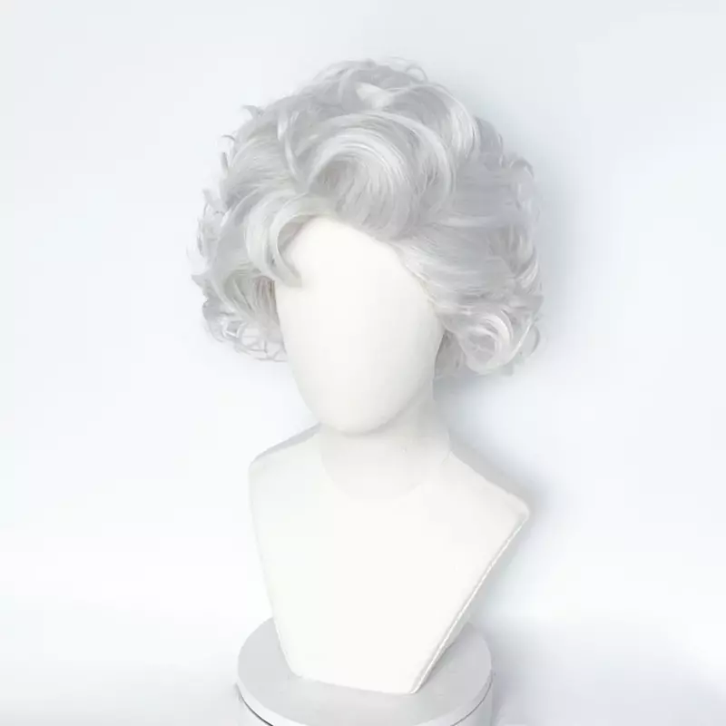 2024 Game Astarion Cosplay Wig Adult Silver Gray Short Curly Hair Heat Resistant Synthetic Wigs Halloween Costume