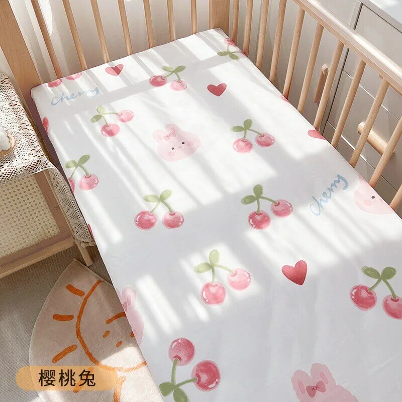 Bebê recém-nascido Folha Equipada com Elastic Cotton Cartoon Printing, Berço Folha de cama, Criança Colchão Capa Case, Bed Protector