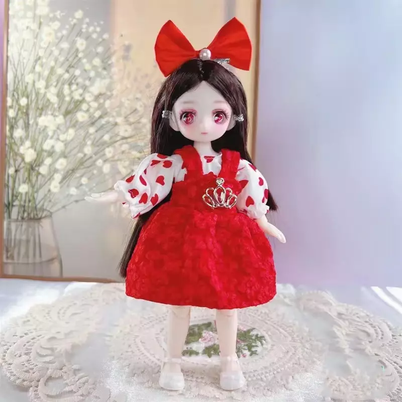 23cm Kawaii BJD Doll Girl 6 Points Joint Movable Doll with Fashion Clothes Soft Hair Dress Up Girl Toys Birthday Gift Doll New