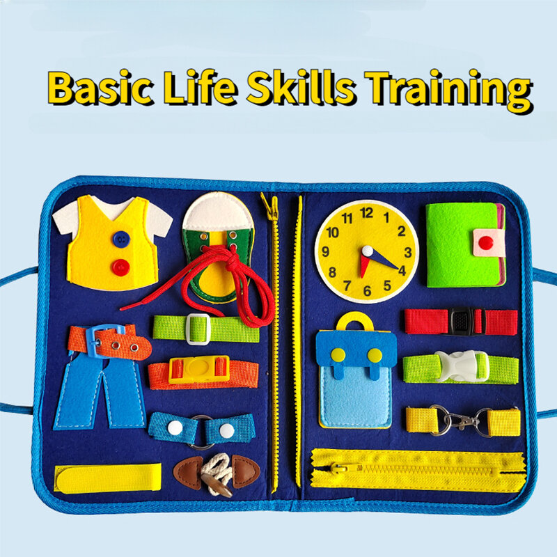 Busy Board giocattoli Montessori per bambini giocattolo sensoriale apprendimento prescolare conoscenza della vita educativa per ragazzi abilità motorie fini