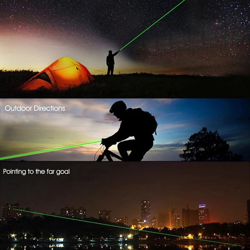 Laser Pointer kualitas tinggi, Pointer Laser tiga warna hijau merah ungu, pena demonstrasi pengajaran optik berburu