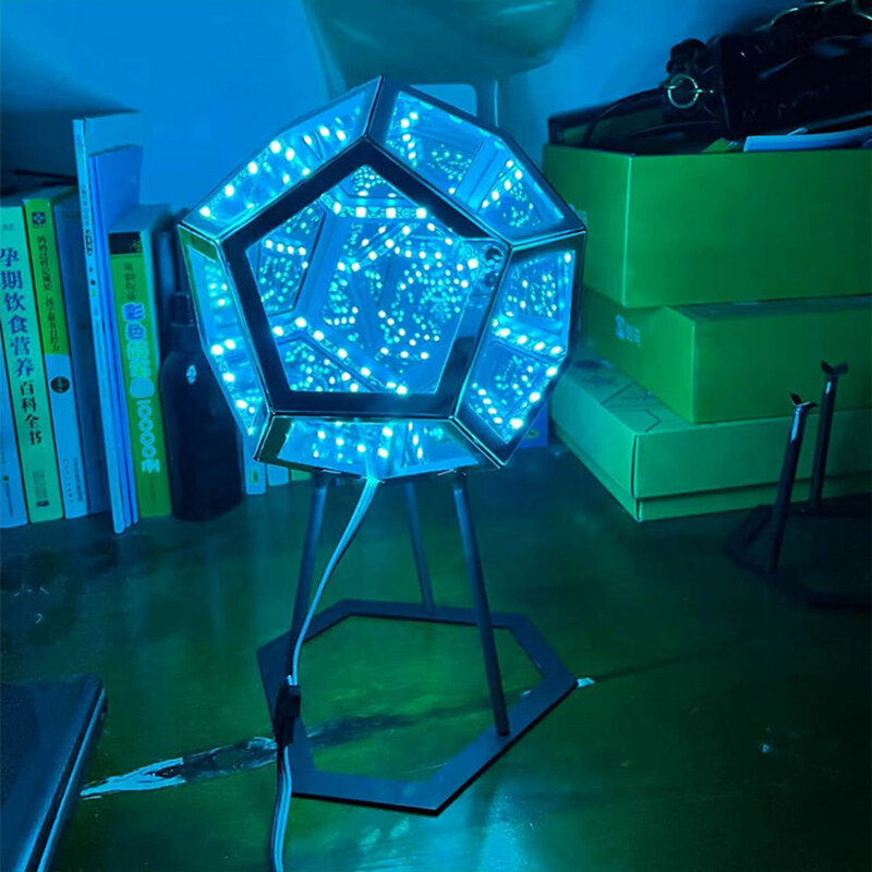 2022 kreative 3D Unendlichkeit Dodekaeder Kreative Kühle Farbe Kunst Nacht Licht Weihnachten Dekoration Lichter Traum Licht