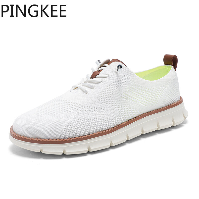 Pingkee รองเท้าผ้าใบผ้าตาข่ายสำหรับผู้ชาย, รองเท้าออกซ์ฟอร์ดรองเท้าตาข่ายออกแบบด้านบนมีความยืดหยุ่นทนทาน