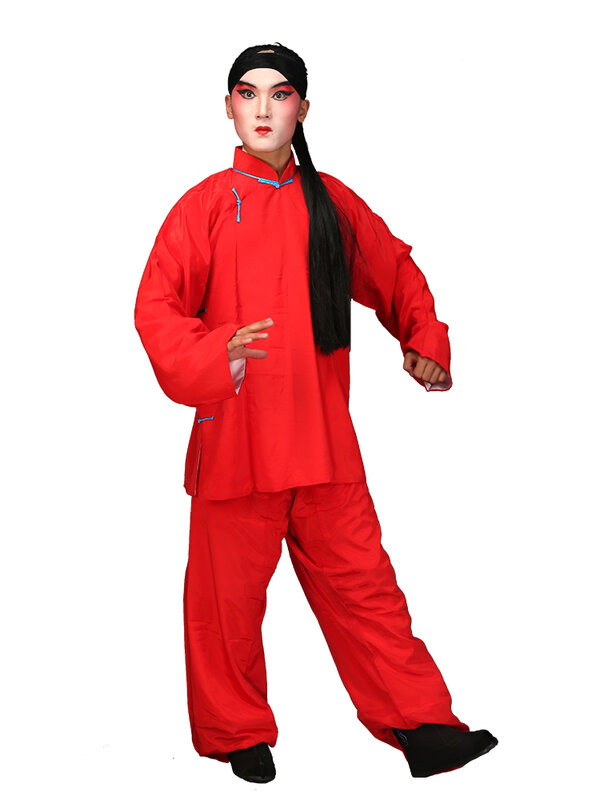 Chińskie opery dramatyczne męska odzież więźnia starożytna pekińska Opera Huangmei wydajność ubrań wystawiają czerwone kostiumy więźnia kryminalnego
